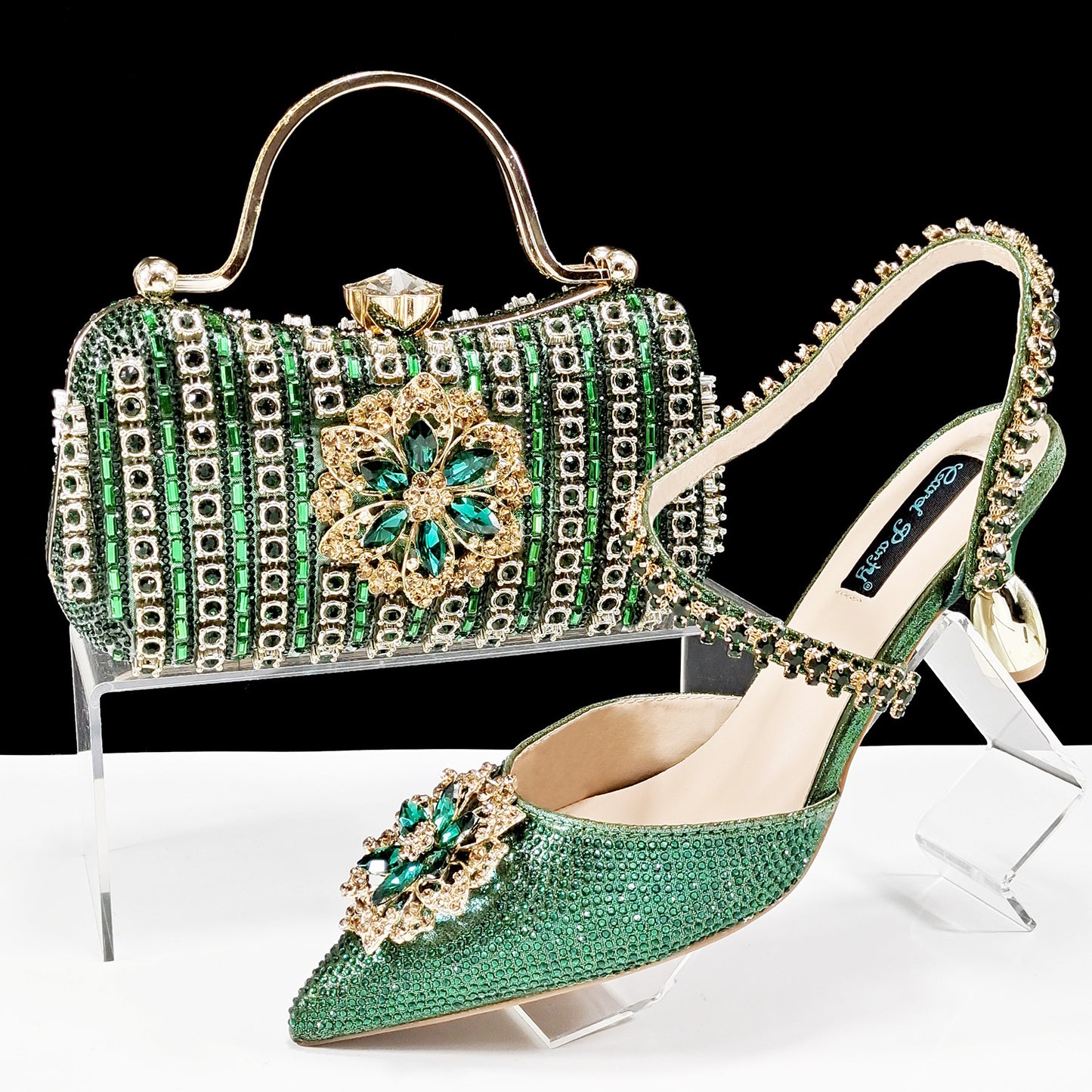 Sexy Damenschuhe und Taschen Anzug Bohrer Schnalle Blume dekorative Knöchel Bohrer Kette mit harter Kupplung