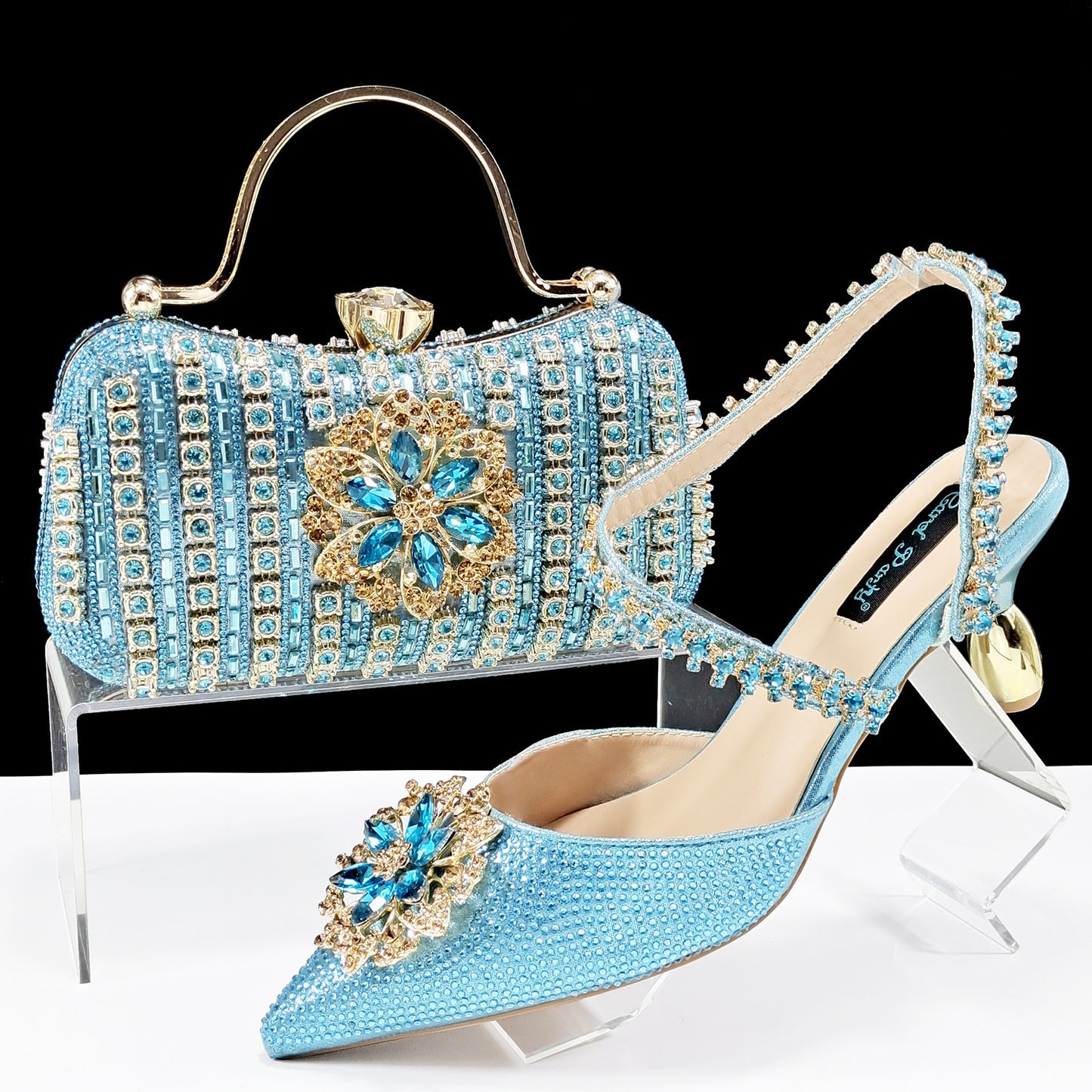Sexy Damenschuhe und Taschen Anzug Bohrer Schnalle Blume dekorative Knöchel Bohrer Kette mit harter Kupplung