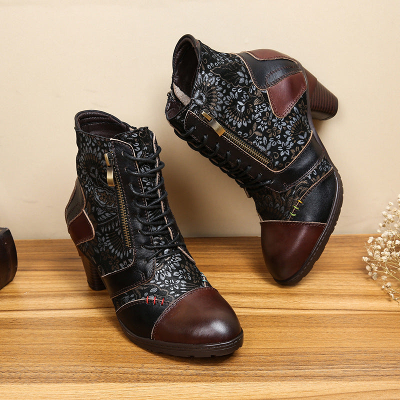 Ethnische Damen Vintage Lederstiefel