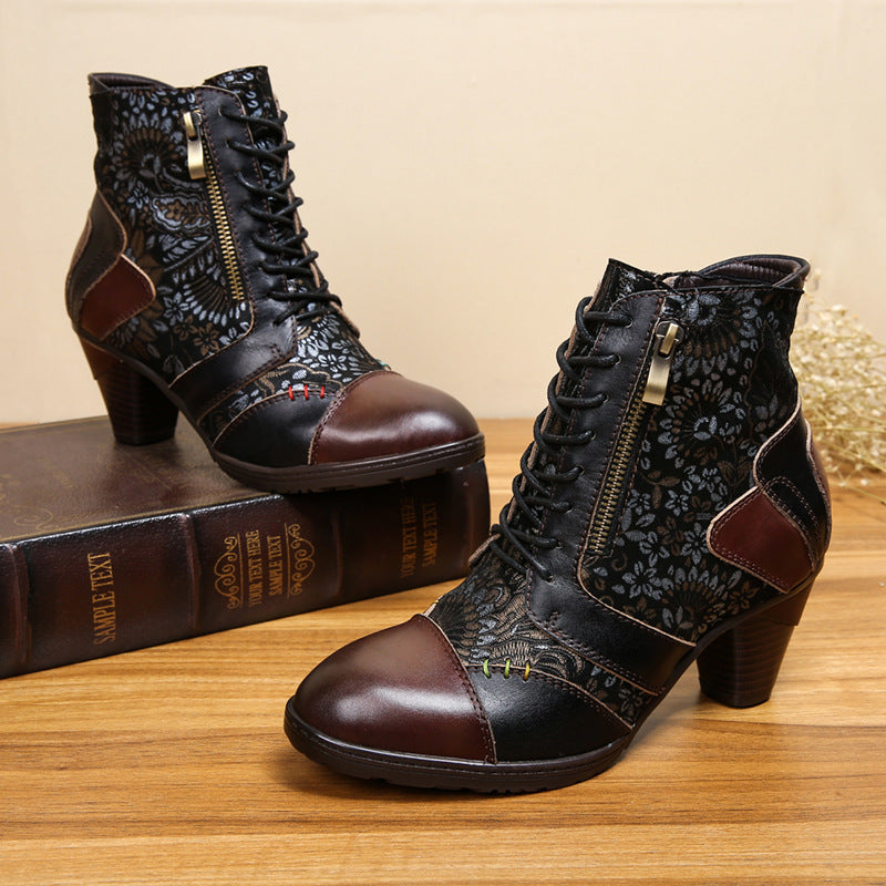 Ethnische Damen Vintage Lederstiefel