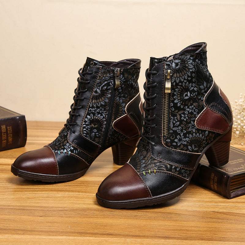Ethnische Damen Vintage Lederstiefel