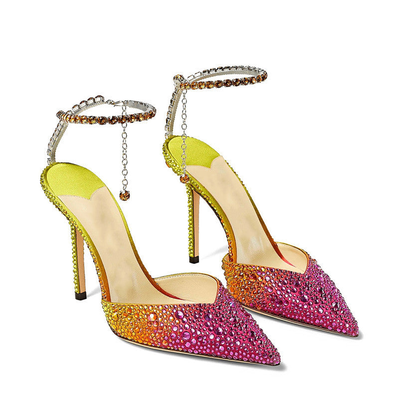 Spitz Farbe Strass Einfache Schuhe Frauen