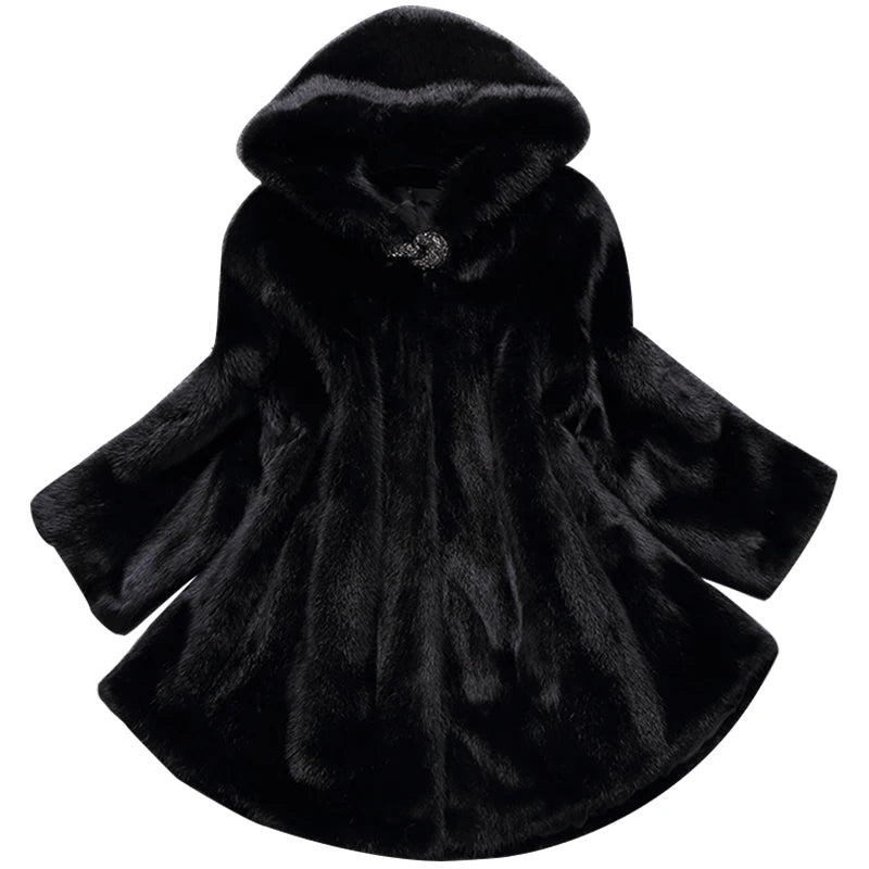 Lautaro - Abrigo de piel sintética de visón suave y grueso para mujer, color negro, cálido, de invierno, con capucha, elegante y lujoso, talla 2022, 4xl, 5xl, 6xl, 7xl