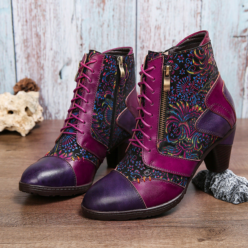 Ethnische Damen Vintage Lederstiefel