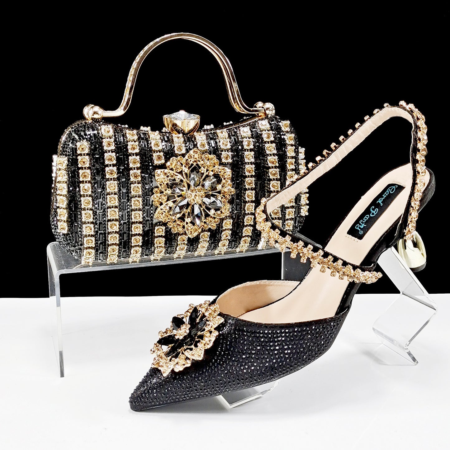 Sexy Damenschuhe und Taschen Anzug Bohrer Schnalle Blume dekorative Knöchel Bohrer Kette mit harter Kupplung
