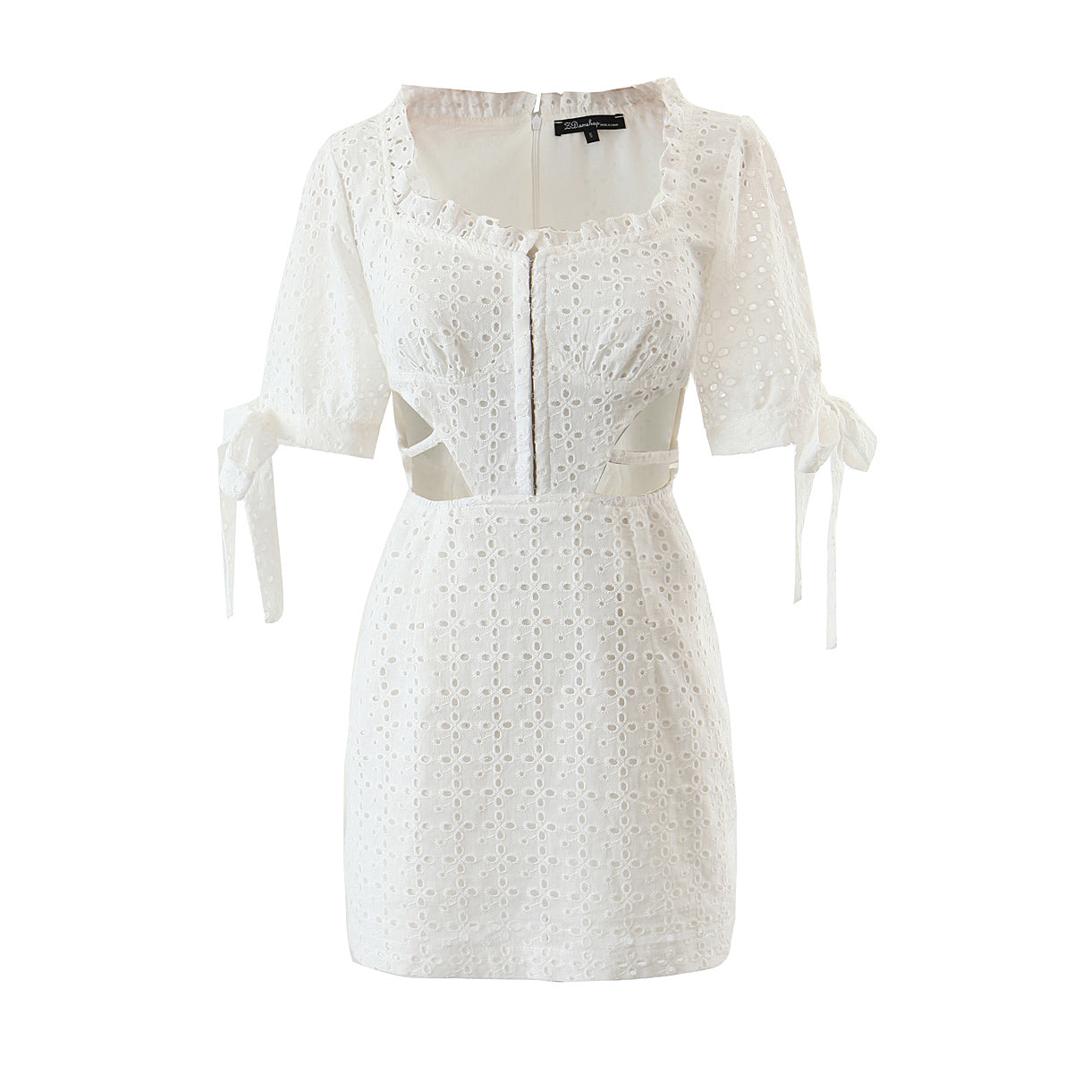 Spring Summer Women Clothing Sexy Lace Embroidery Waist Cutout Thin Dress