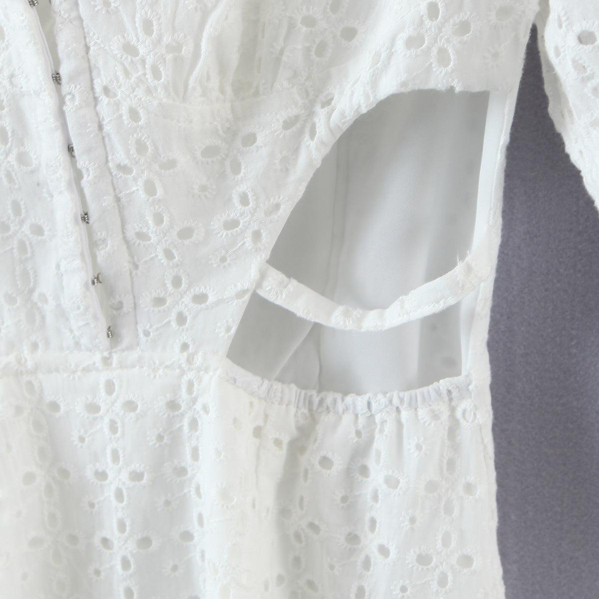 Spring Summer Women Clothing Sexy Lace Embroidery Waist Cutout Thin Dress