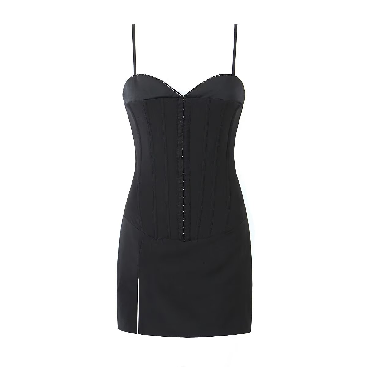 Women Wear Sexy Sexy Slim Fit Backless Split Black Camisole Dress Small Dress