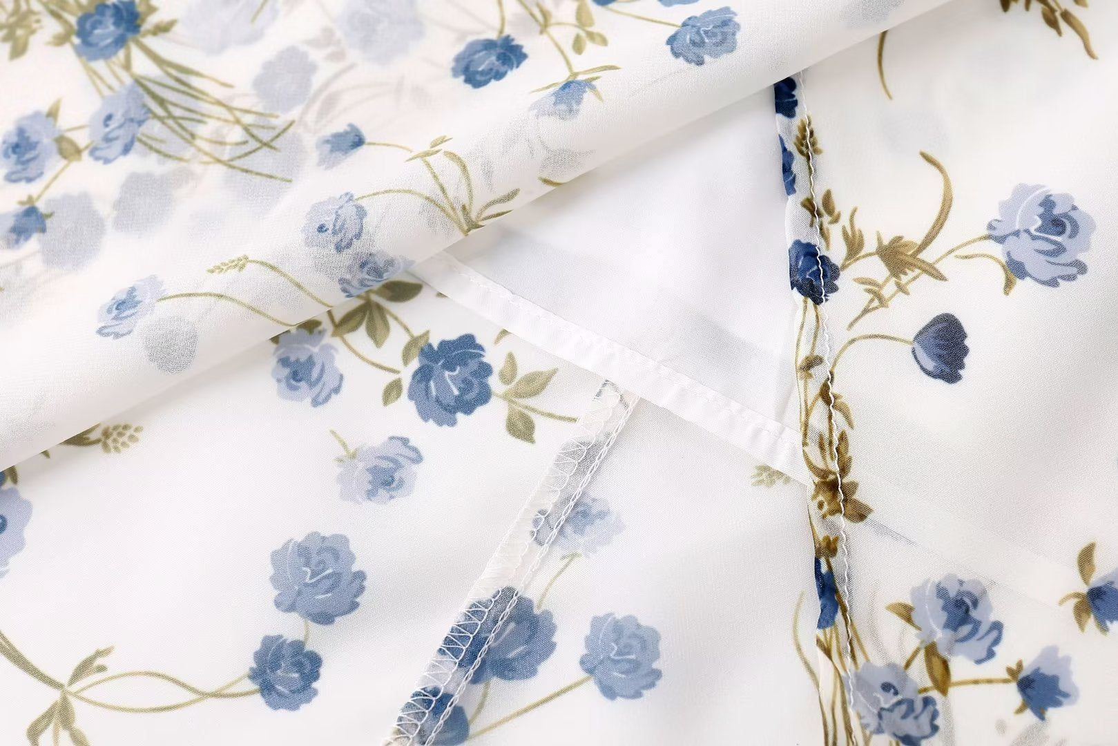 Summer Casual Vacation Floral Printing on White Background Sleeveless Split Dress Sexy Dress