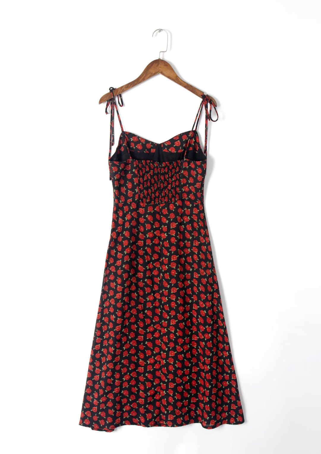 Vintage Floral Cami Dress for Women Autumn Sexy High Waist Slit Slim Fitting Dress