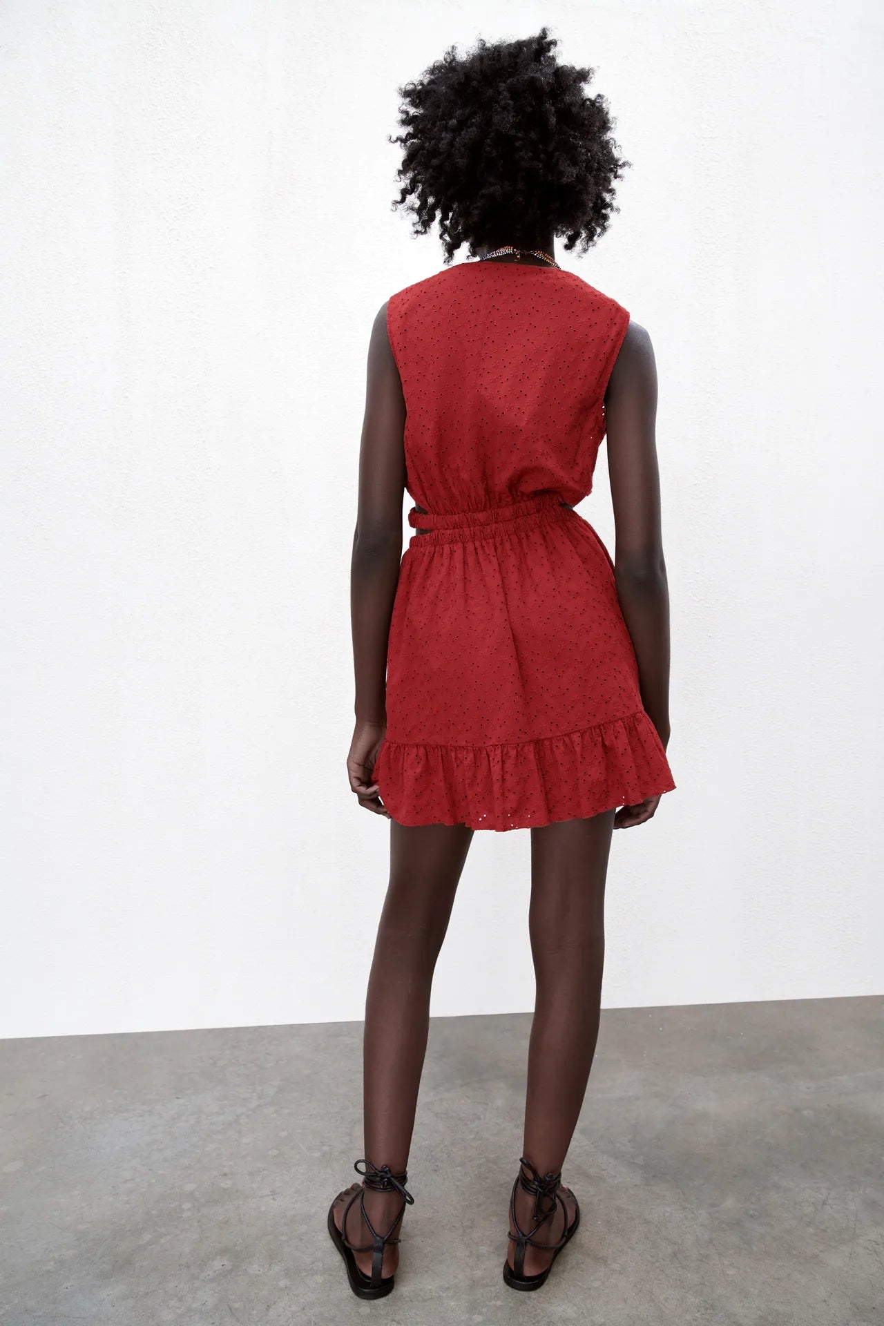 Spring Summer Hollow Out Cutout Embroidered Dress