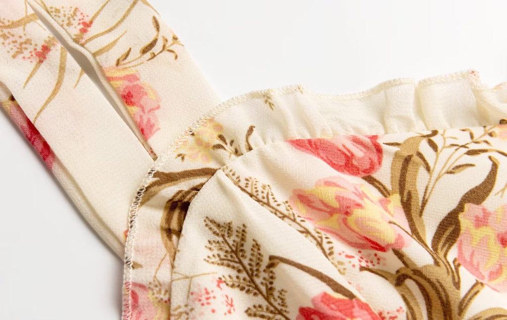 Spring Textured Vacation Casual Beige Printed Cami Dress