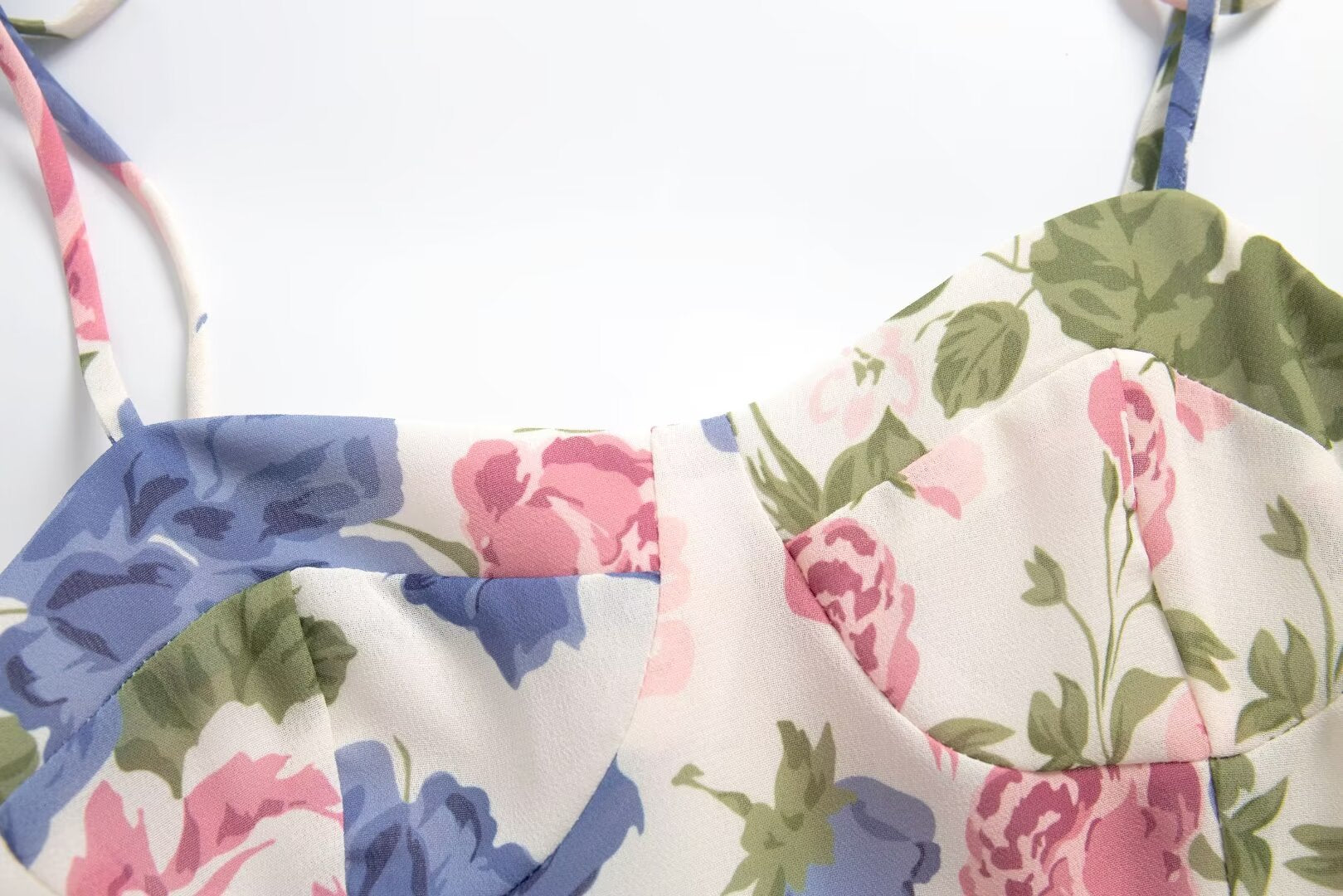 French Gentle Floral Print Cami Dress Summer Design Tight Waist Slim Pleated Split Dress