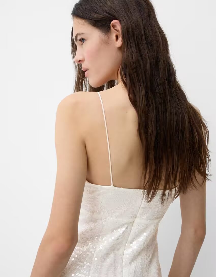 Autumn Winter Sexy Slit Dress Sling Beaded Dress