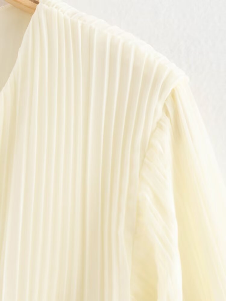 Fall Women Clothing Fashionable Elegant Pleated Waist Hollow Out Cutout Dress