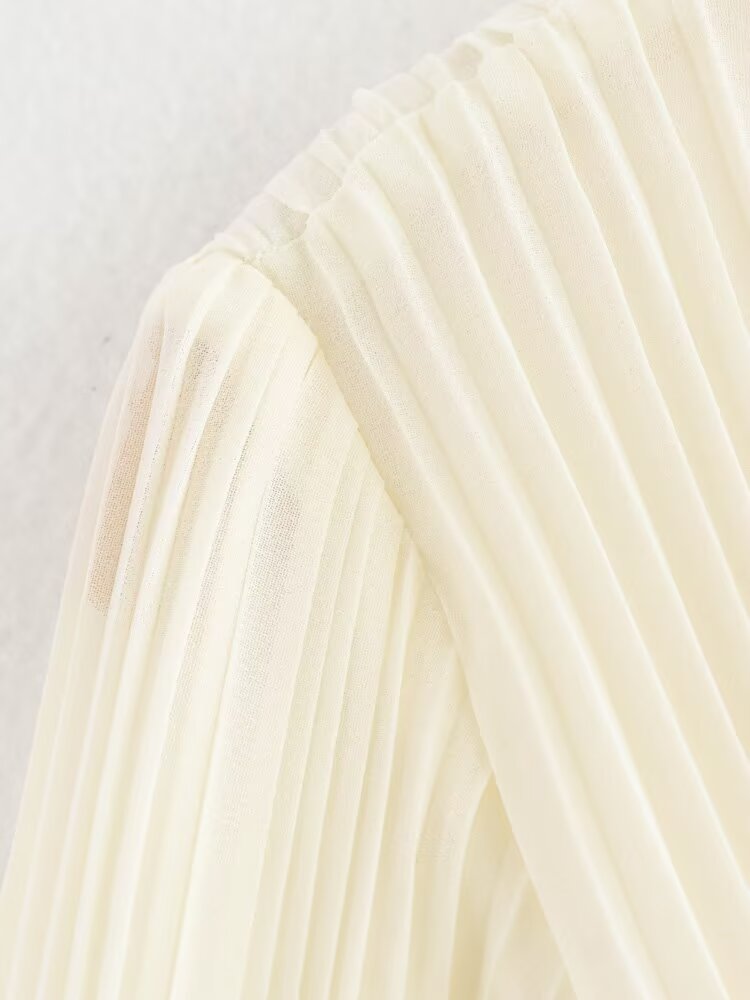 Fall Women Clothing Fashionable Elegant Pleated Waist Hollow Out Cutout Dress