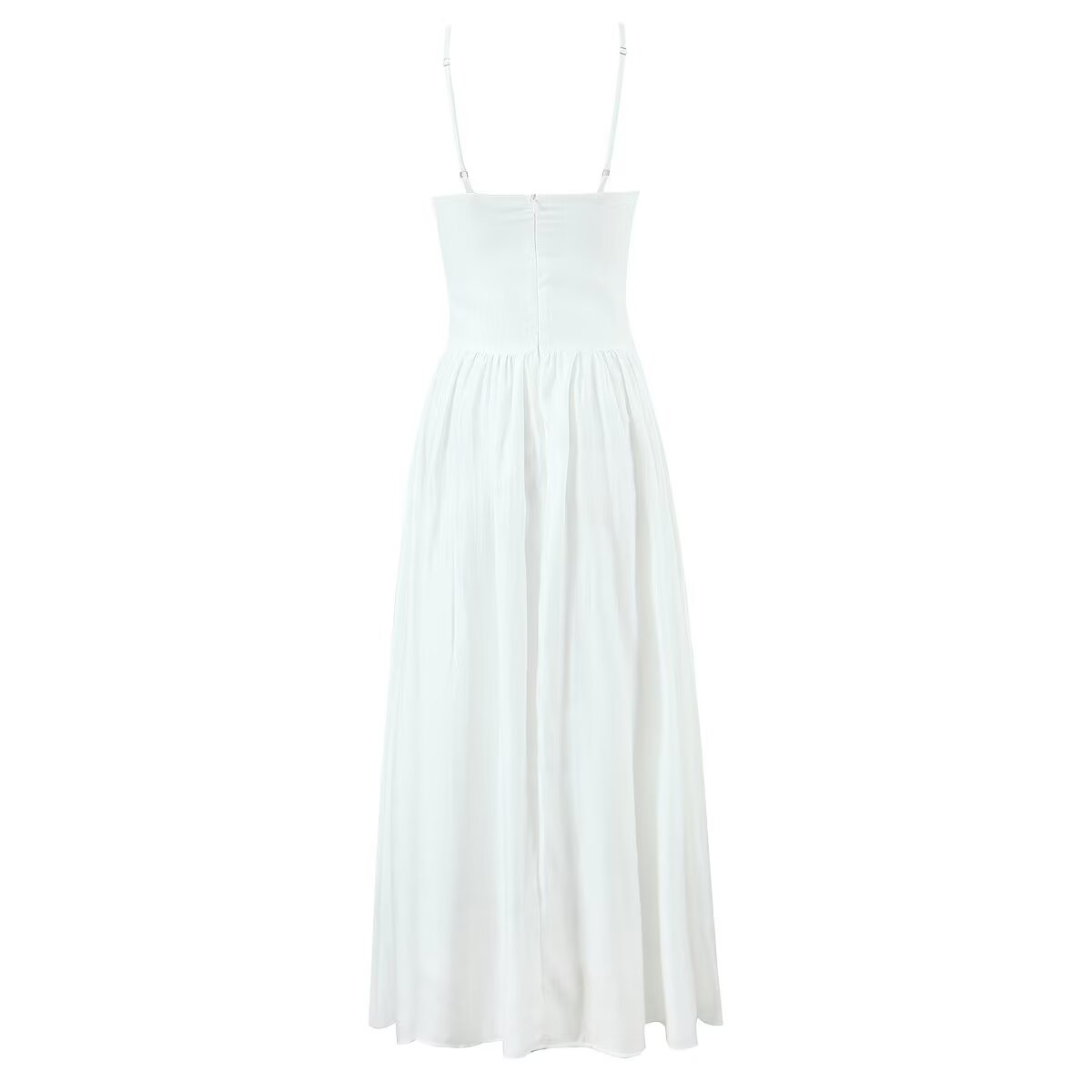Tight Waist Lace Edge Split Sling Long Summer Crumpled off the Shoulder Bow Lace up Slim Fit Wide Hem Beach Dress