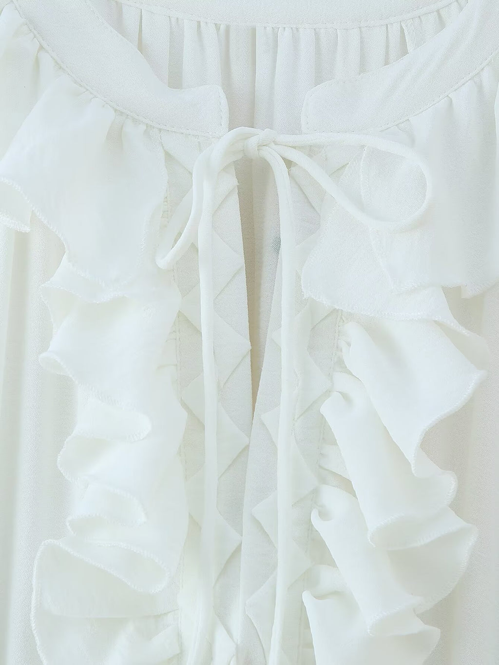 Women Ruffled Lace up Drawstring Long Sleeve Dress