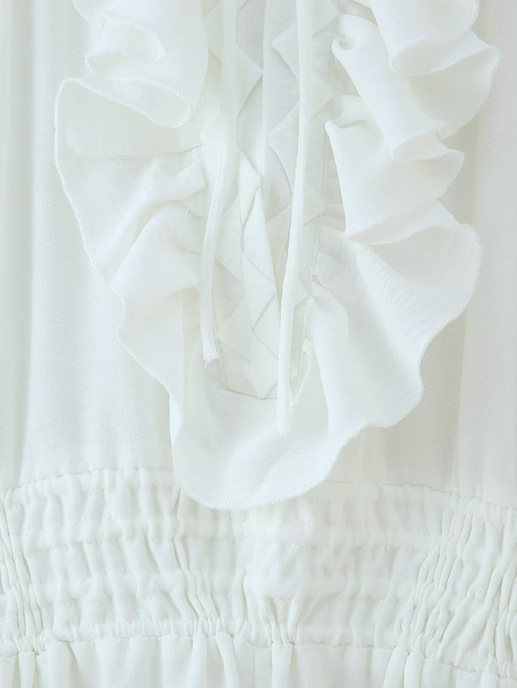 Women Ruffled Lace up Drawstring Long Sleeve Dress
