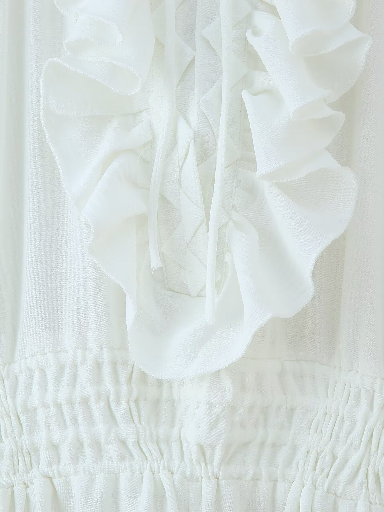 Women Ruffled Lace up Drawstring Long Sleeve Dress