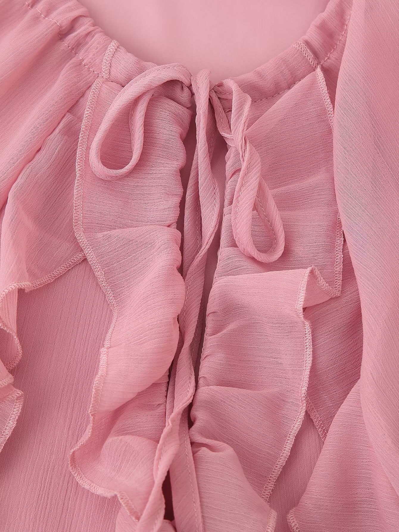 Women Clothing Design Laminated Ruffled Tied Chiffon Dress