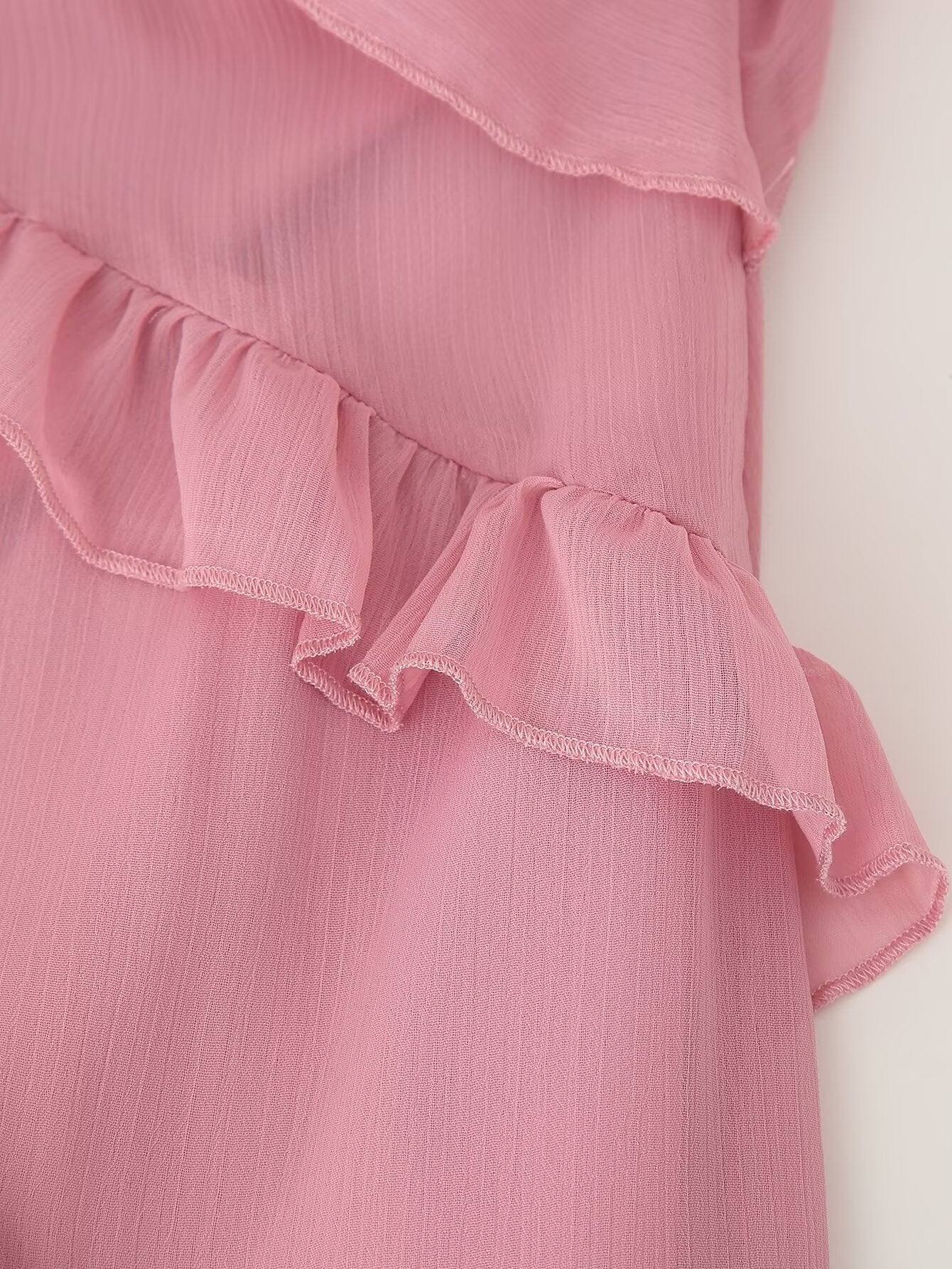 Women Clothing Design Laminated Ruffled Tied Chiffon Dress