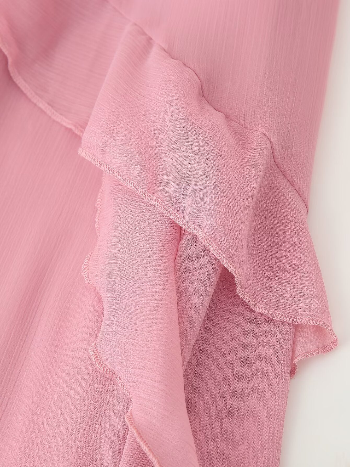 Women Clothing Design Laminated Ruffled Tied Chiffon Dress