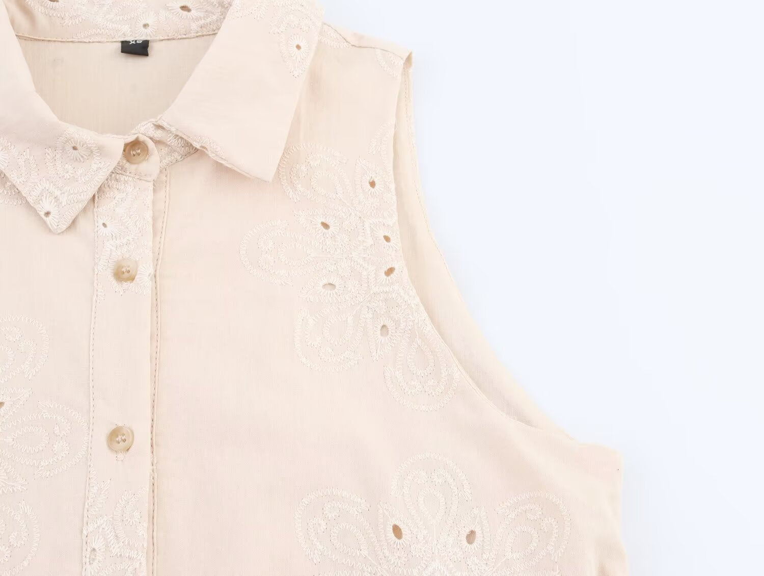 Women Clothing Summer Office Sleeveless Hollow Out Cutout Embroidery Short Dress