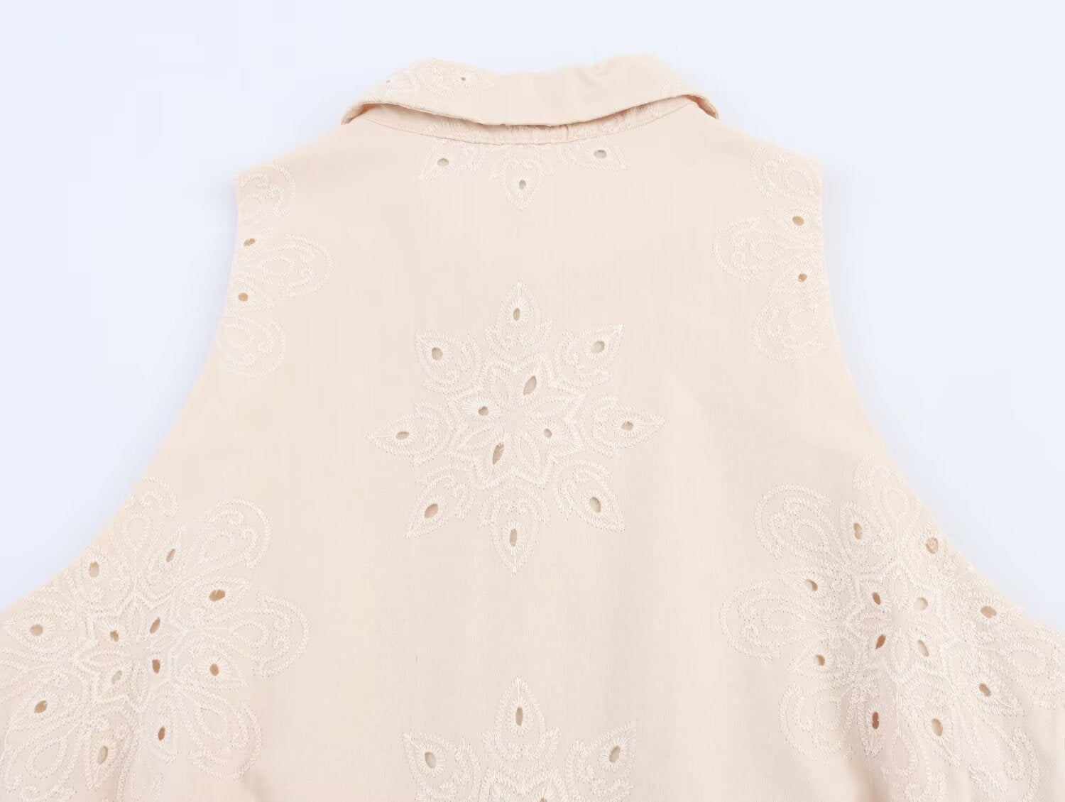 Women Clothing Summer Office Sleeveless Hollow Out Cutout Embroidery Short Dress