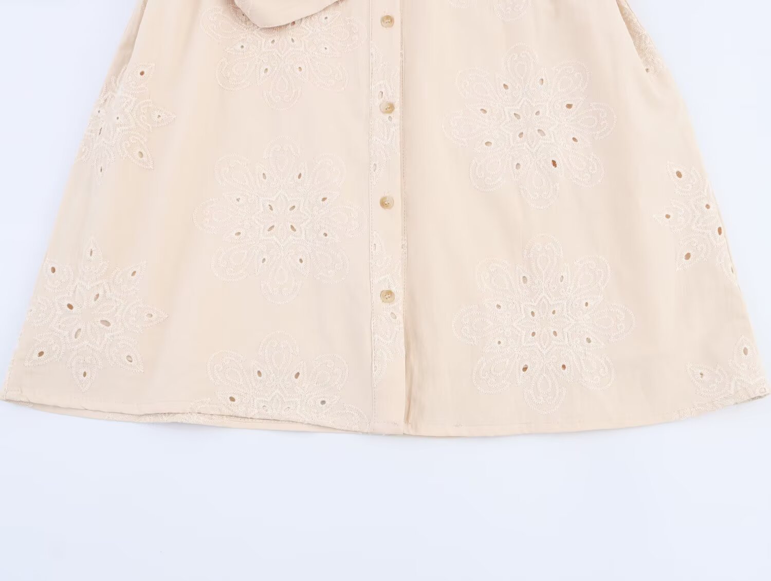 Women Clothing Summer Office Sleeveless Hollow Out Cutout Embroidery Short Dress