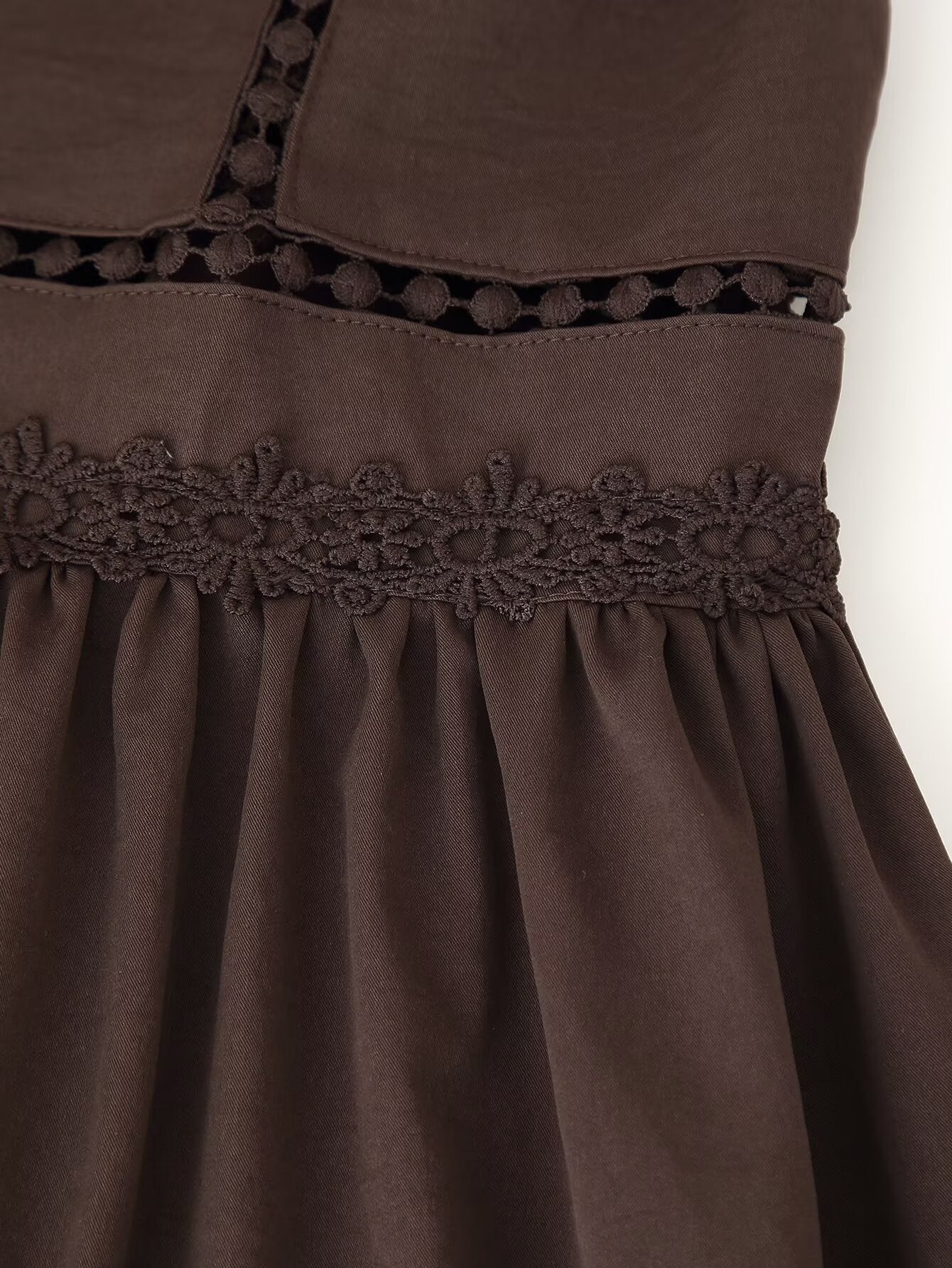 Women Clothing Summer Niche Gentle Two Color Hollow Out Cutout Lace Button Decoration Maxi Dress
