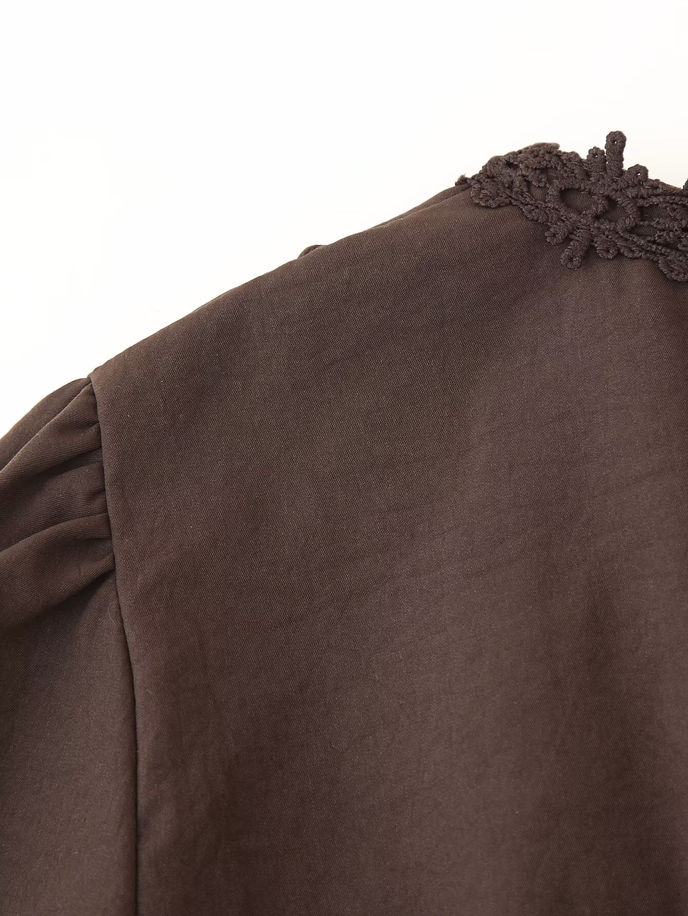 Women Clothing Summer Niche Gentle Two Color Hollow Out Cutout Lace Button Decoration Maxi Dress