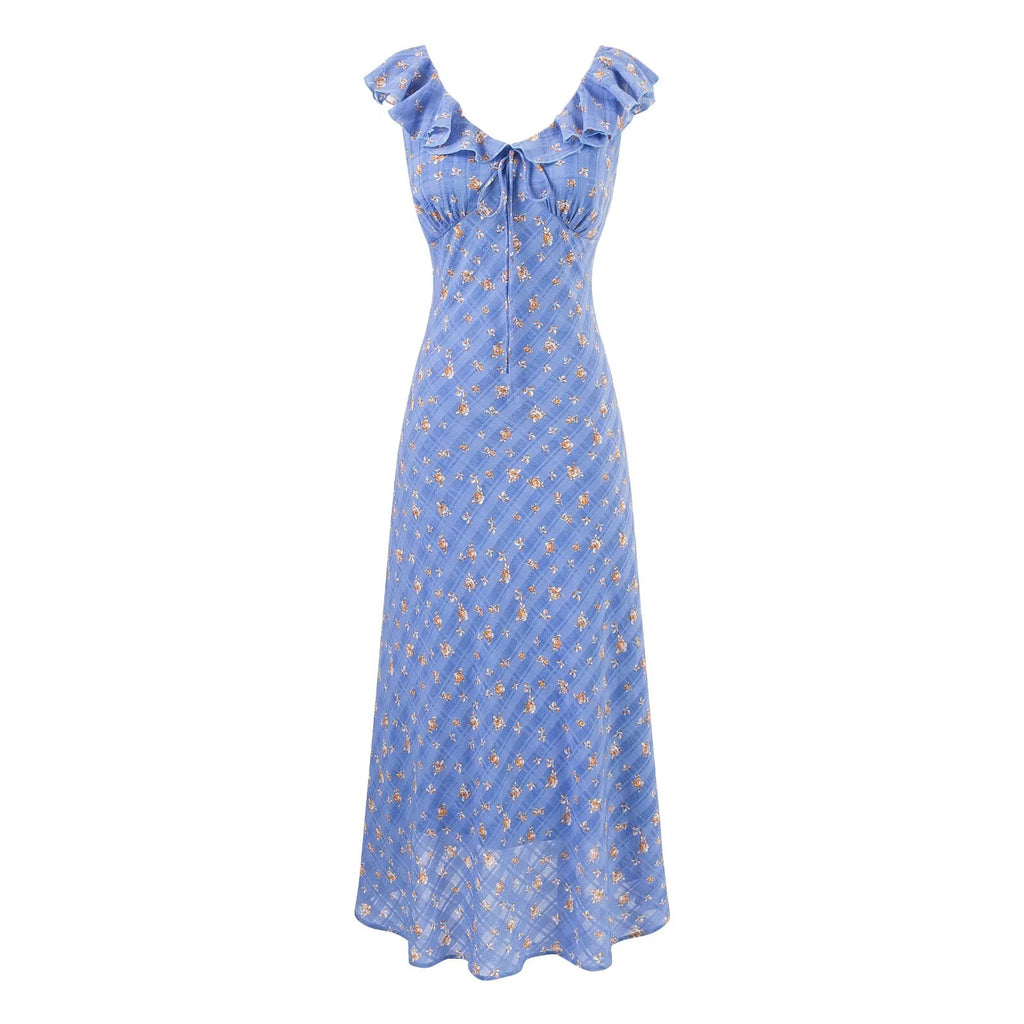 Summer Maiden Casual Printed Ruffled V neck Dress