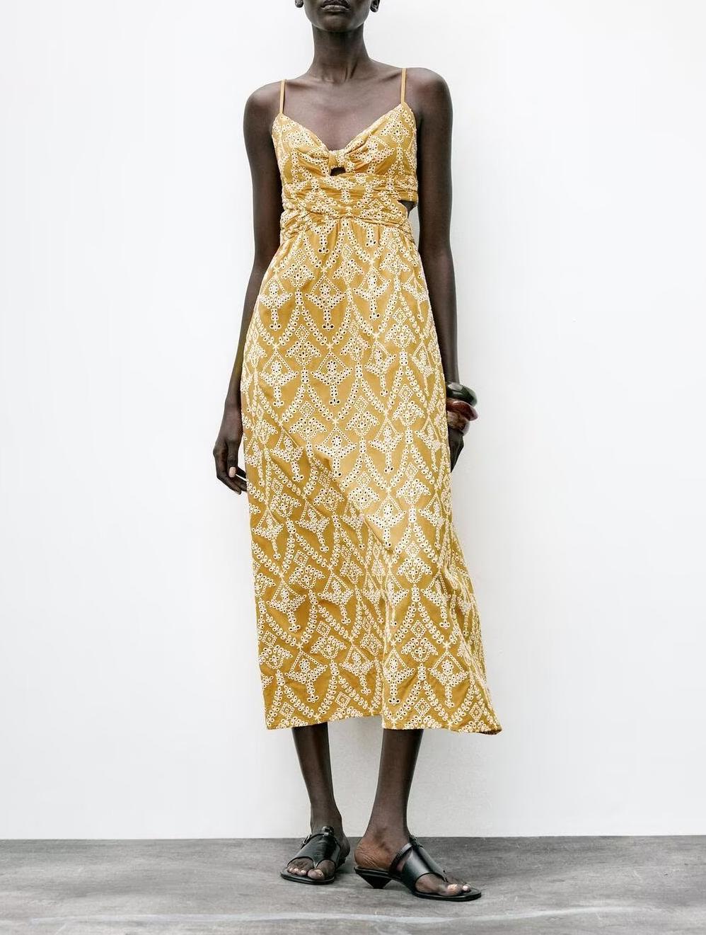 Autumn Women Clothing French Minority Design Embroidery Midi Dress