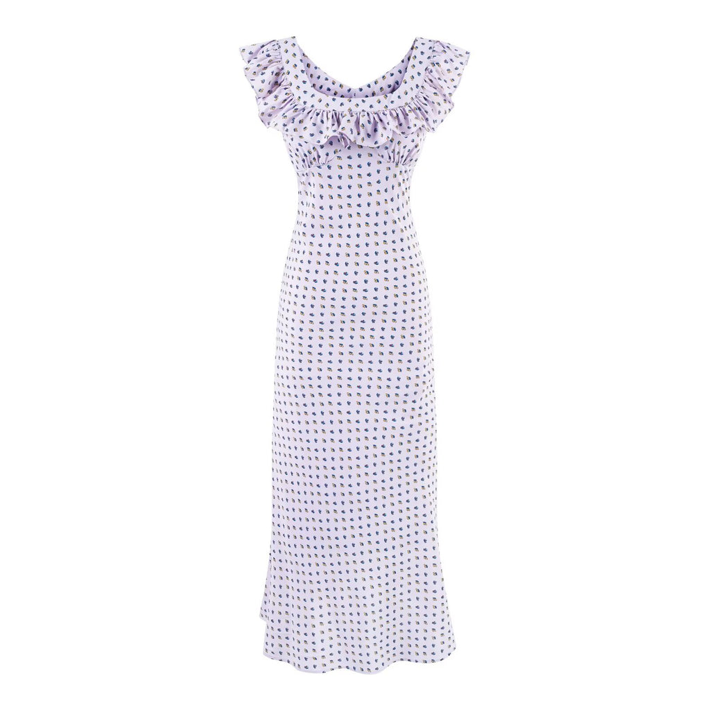Summer Sexy Square Neck Ruffled Waist Trimming Printing Sheath Dress