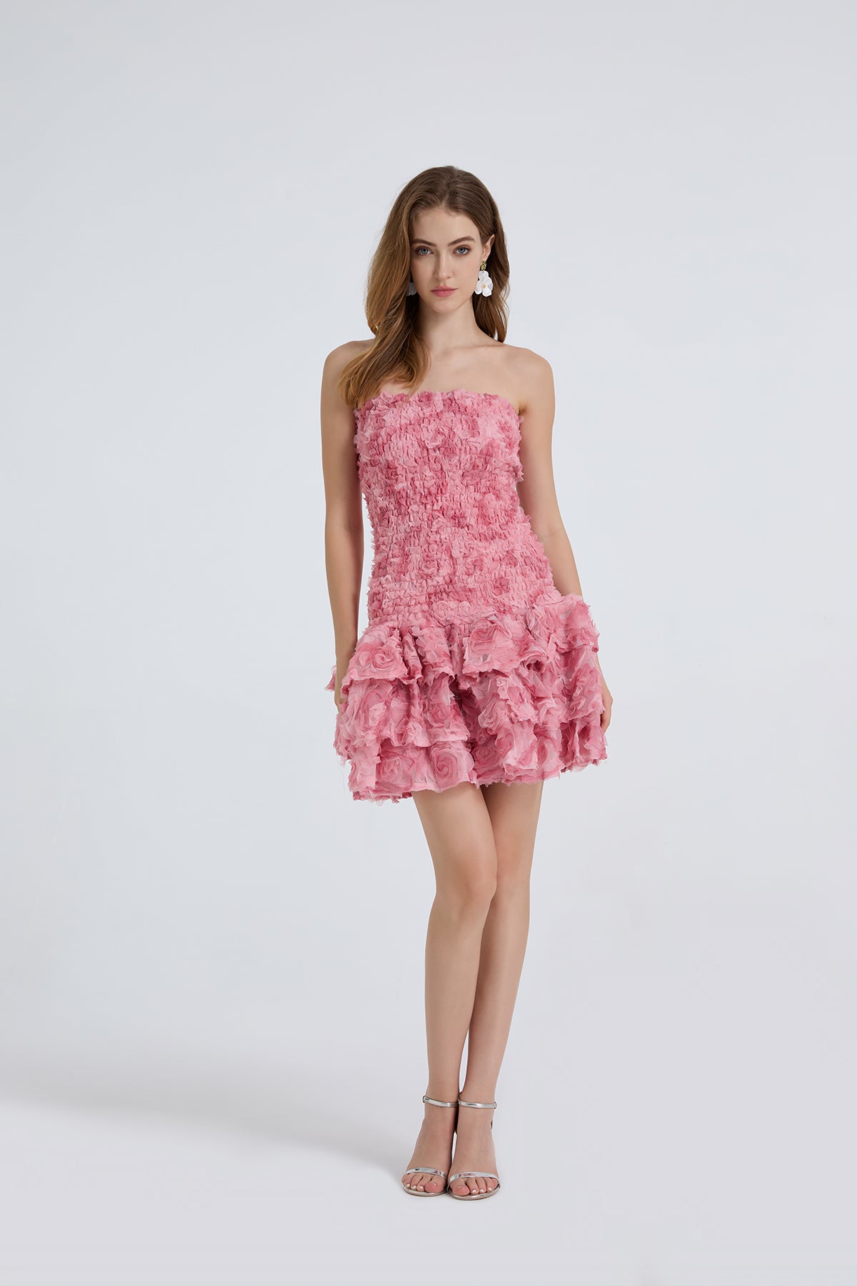 Women Summer Slimming Fit Ruffled Sleeveless Short Dress