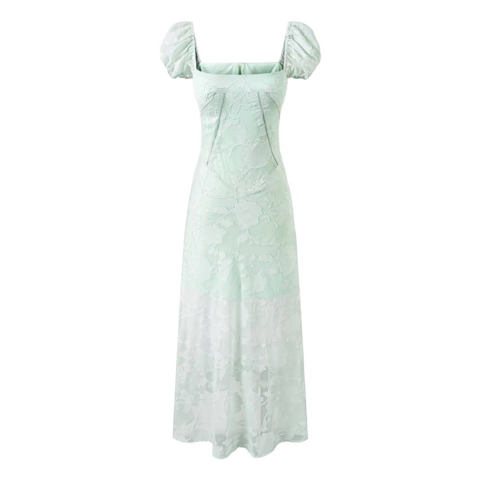 Sweet Printed Cutout out Maxi Dress Square Collar Sexy Slim Party Dress