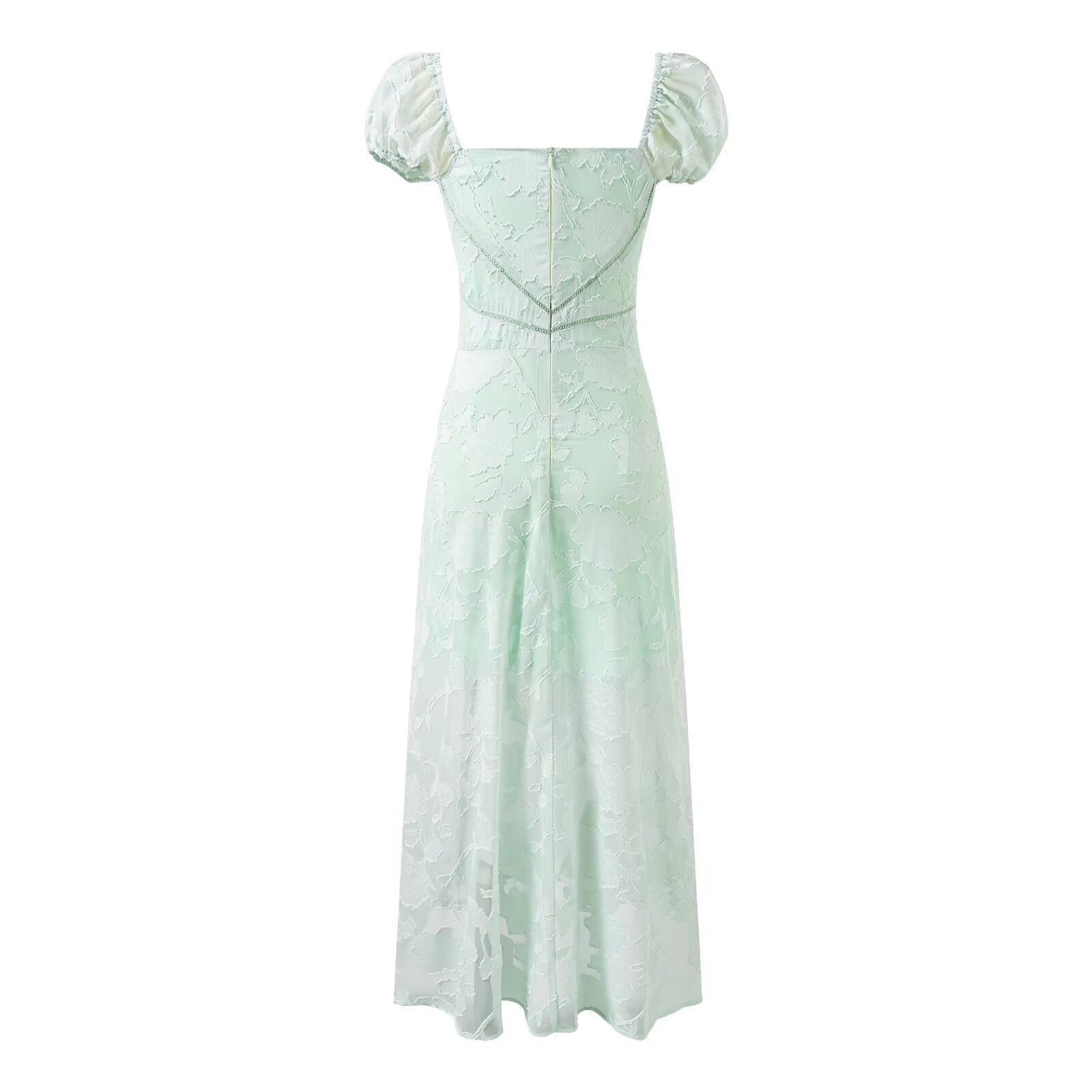 Sweet Printed Cutout out Maxi Dress Square Collar Sexy Slim Party Dress