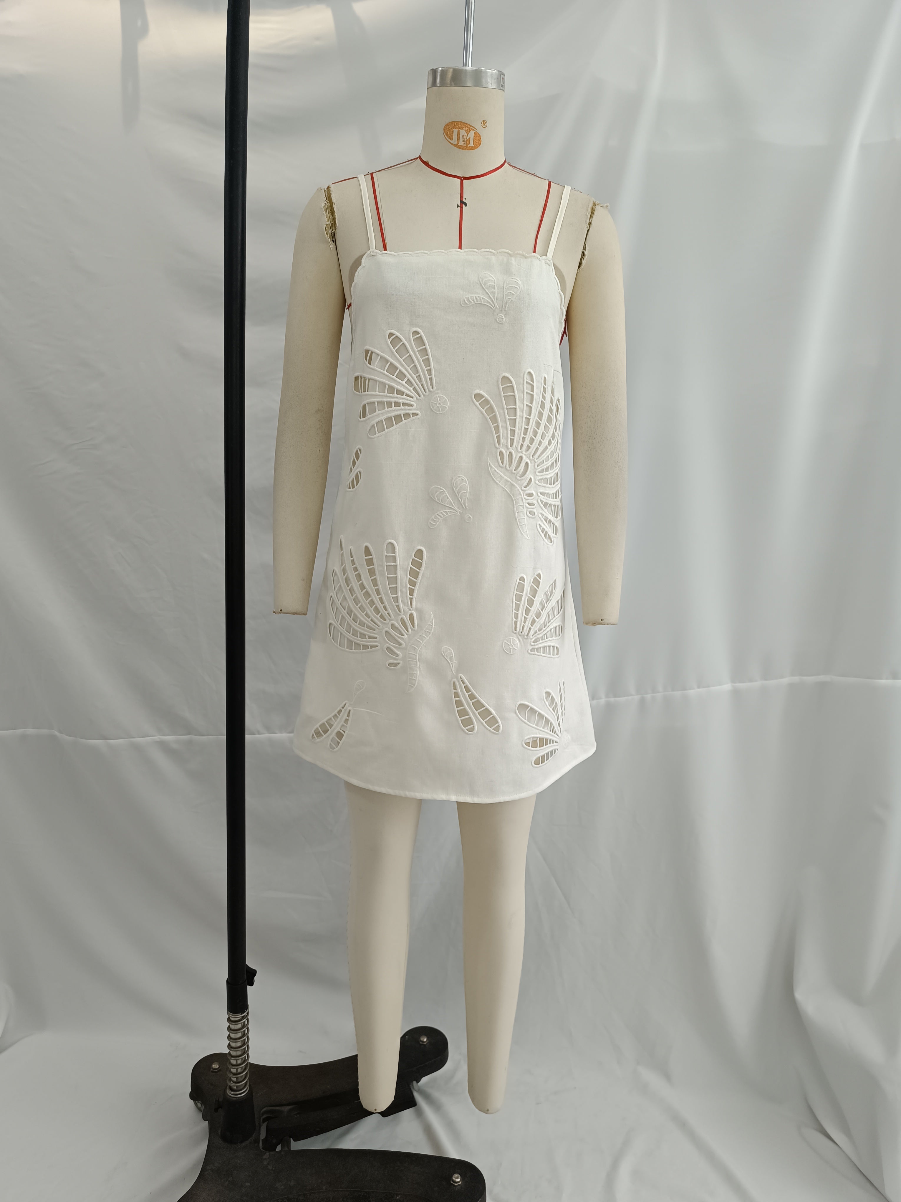 Women Clothing Women Hollow Out Cutout Embroidered Strap Dress
