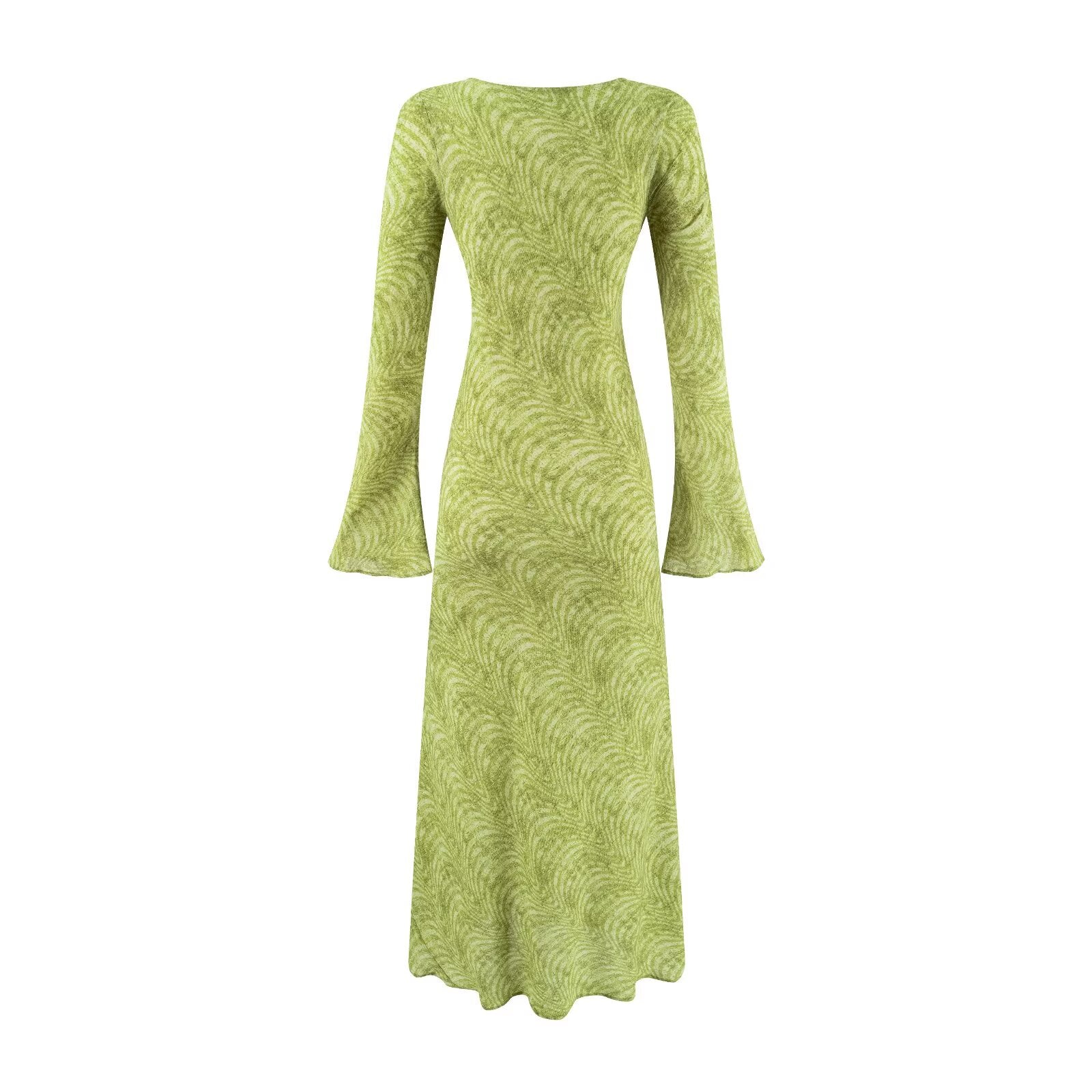 Vintage Floral Print Long Sleeves Dress Women Summer Thin High Grade Slimming Long Dress