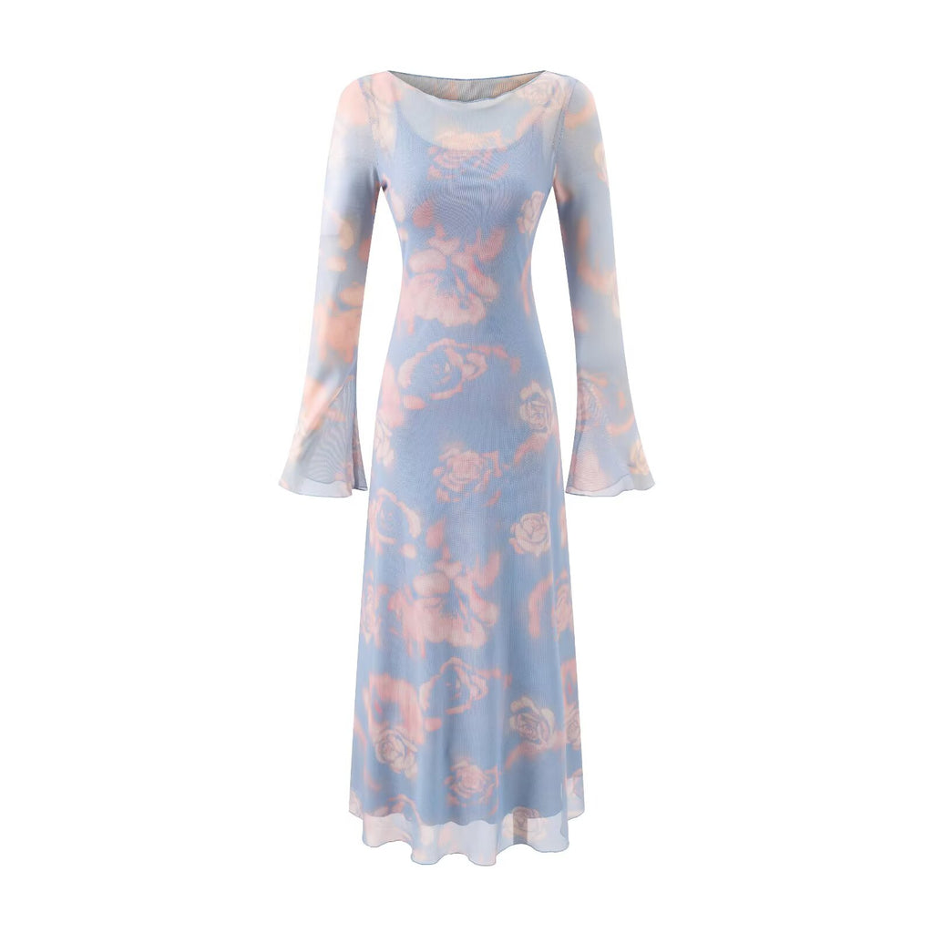 Summer Casual Sexy Micro Stretch Long Sleeve Waist Slimming Figure Dress