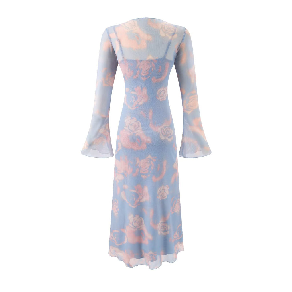 Summer Casual Sexy Micro Stretch Long Sleeve Waist Slimming Figure Dress