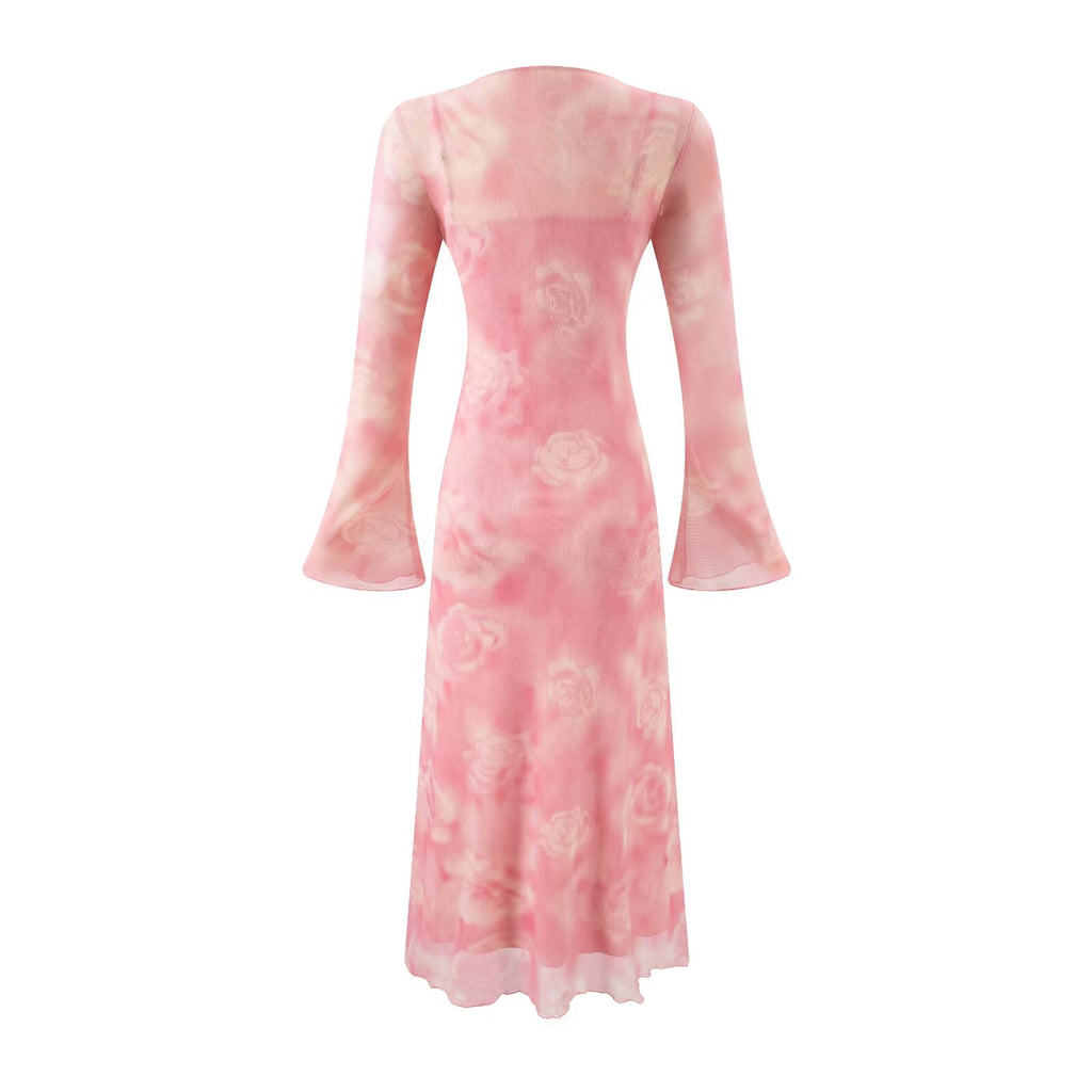 Summer Casual Sexy Micro Stretch Long Sleeve Waist Slimming Figure Dress