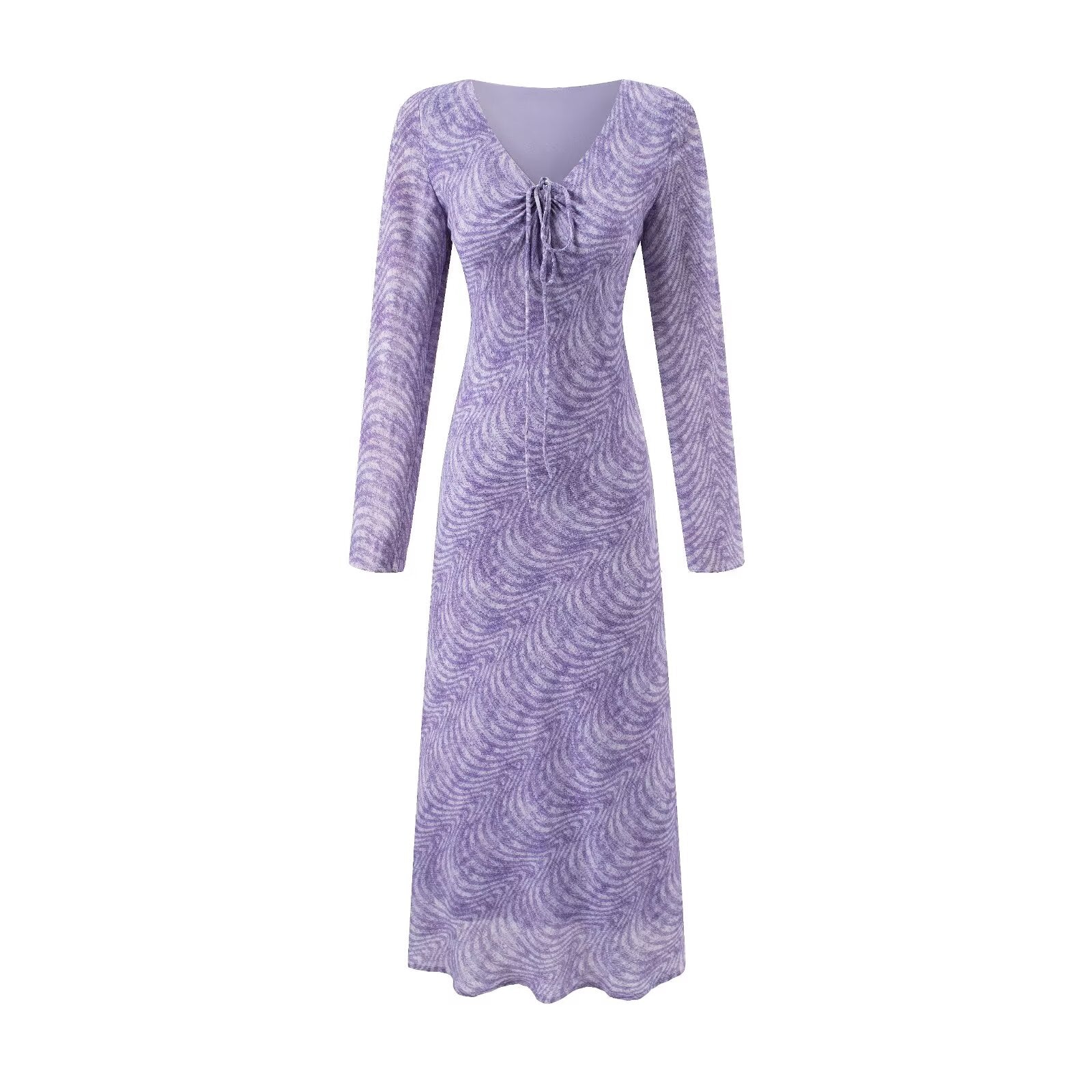 Summer Vacation Beach Casual Sexy V neck Tied Long Sleeves Dress