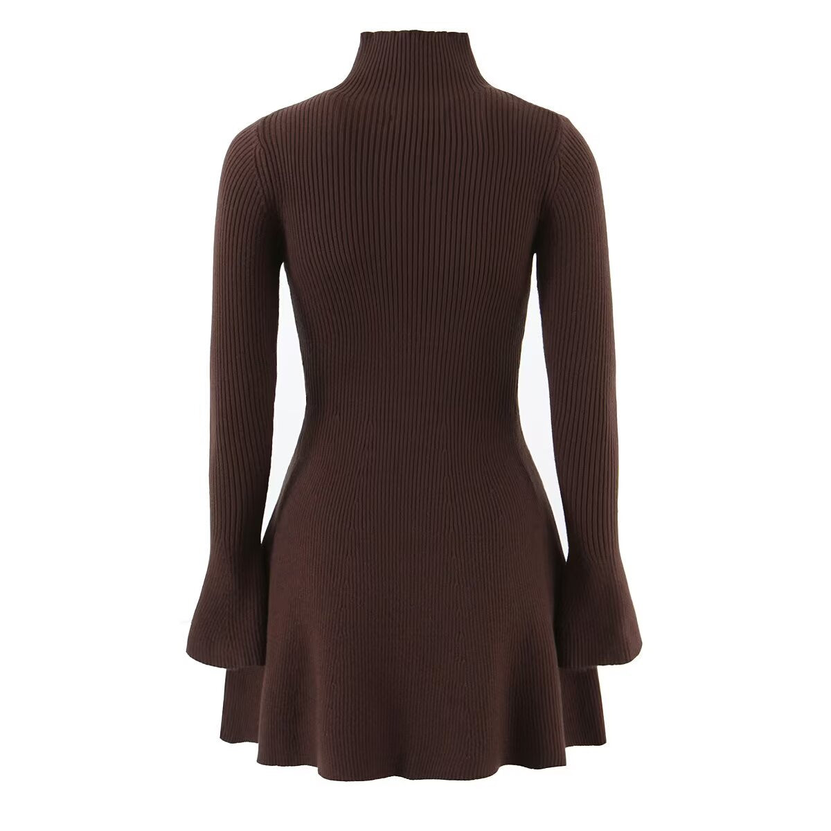 Summer French Retro Elegant Casual Half Turtleneck Stretch Knitted Fitted Waist Wool Dress