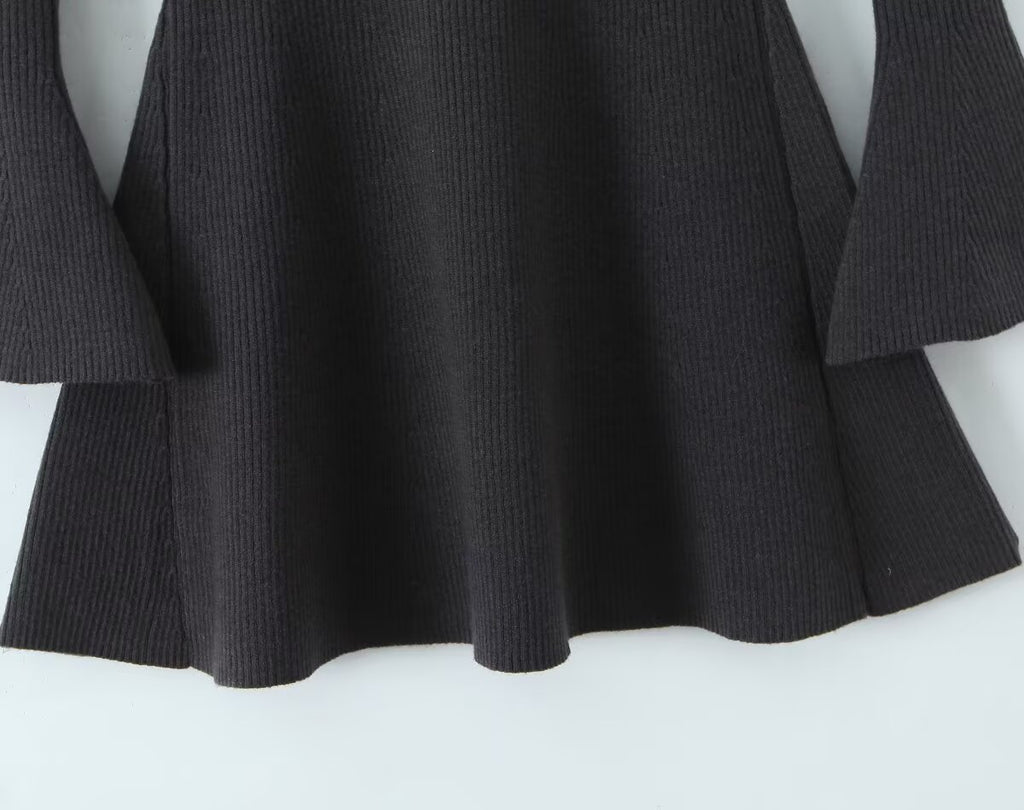 Summer French Retro Elegant Casual Half Turtleneck Stretch Knitted Fitted Waist Wool Dress