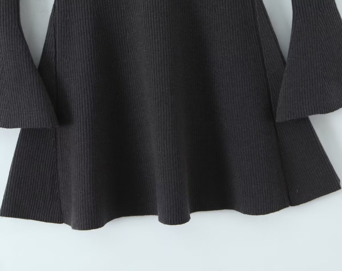 Summer French Retro Elegant Casual Half Turtleneck Stretch Knitted Fitted Waist Wool Dress