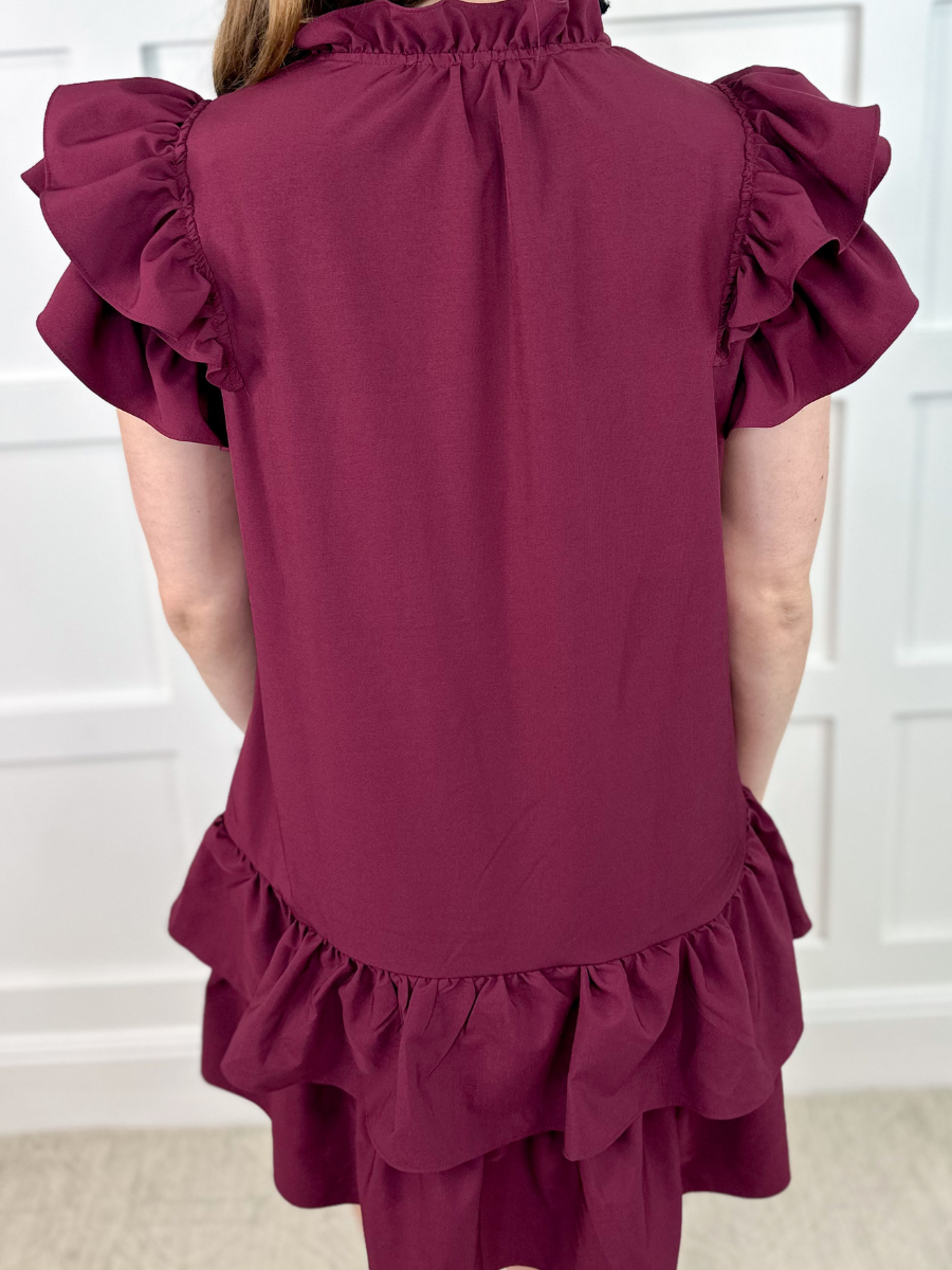 Summer Dress Baseball Sequined Embroidered Ruffled Double Sided Dress