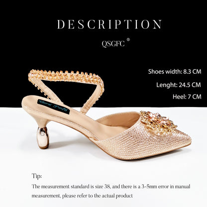 Sexy Damenschuhe und Taschen Anzug Bohrer Schnalle Blume dekorative Knöchel Bohrer Kette mit harter Kupplung