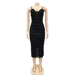 Maxi Nightclub Sequin Sexy Sleeveless Split Female